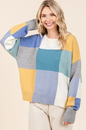 Color Block Round Neck Sweater