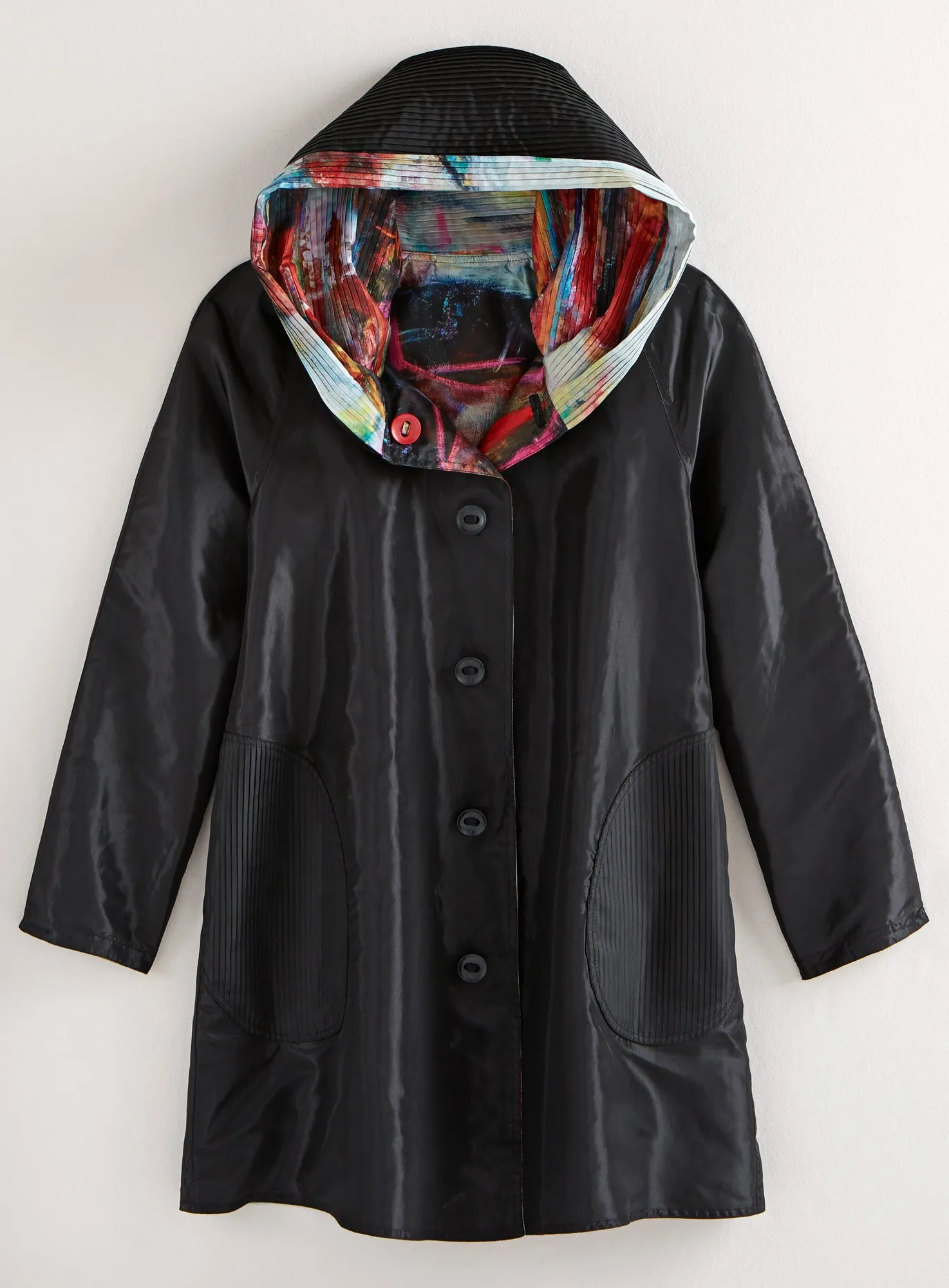 Color Field Reversible Pleated Raincoat