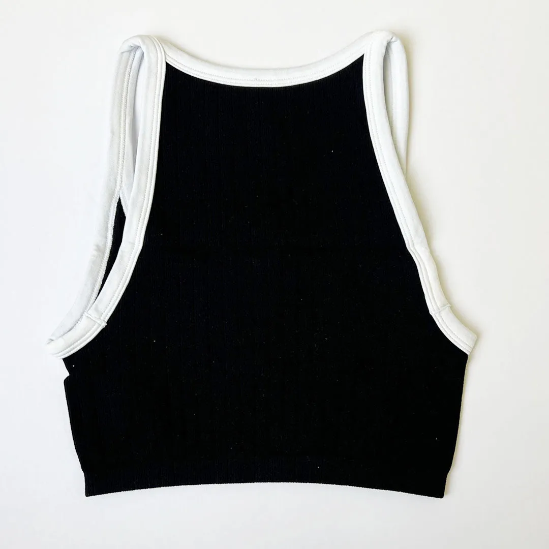 Contrast Knit Crop Top