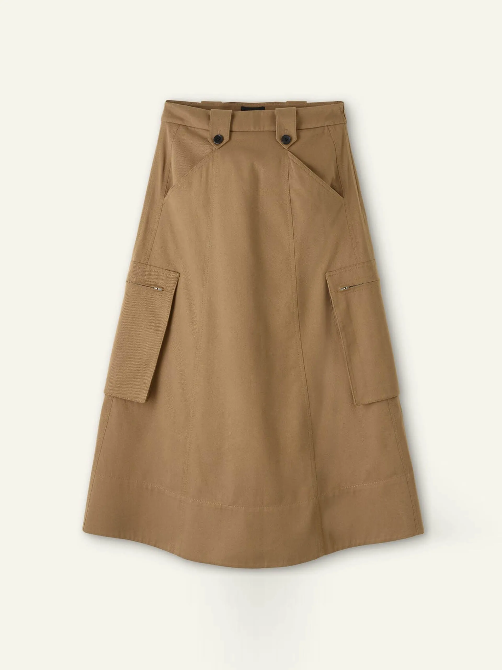 Cotton utility midi skirt