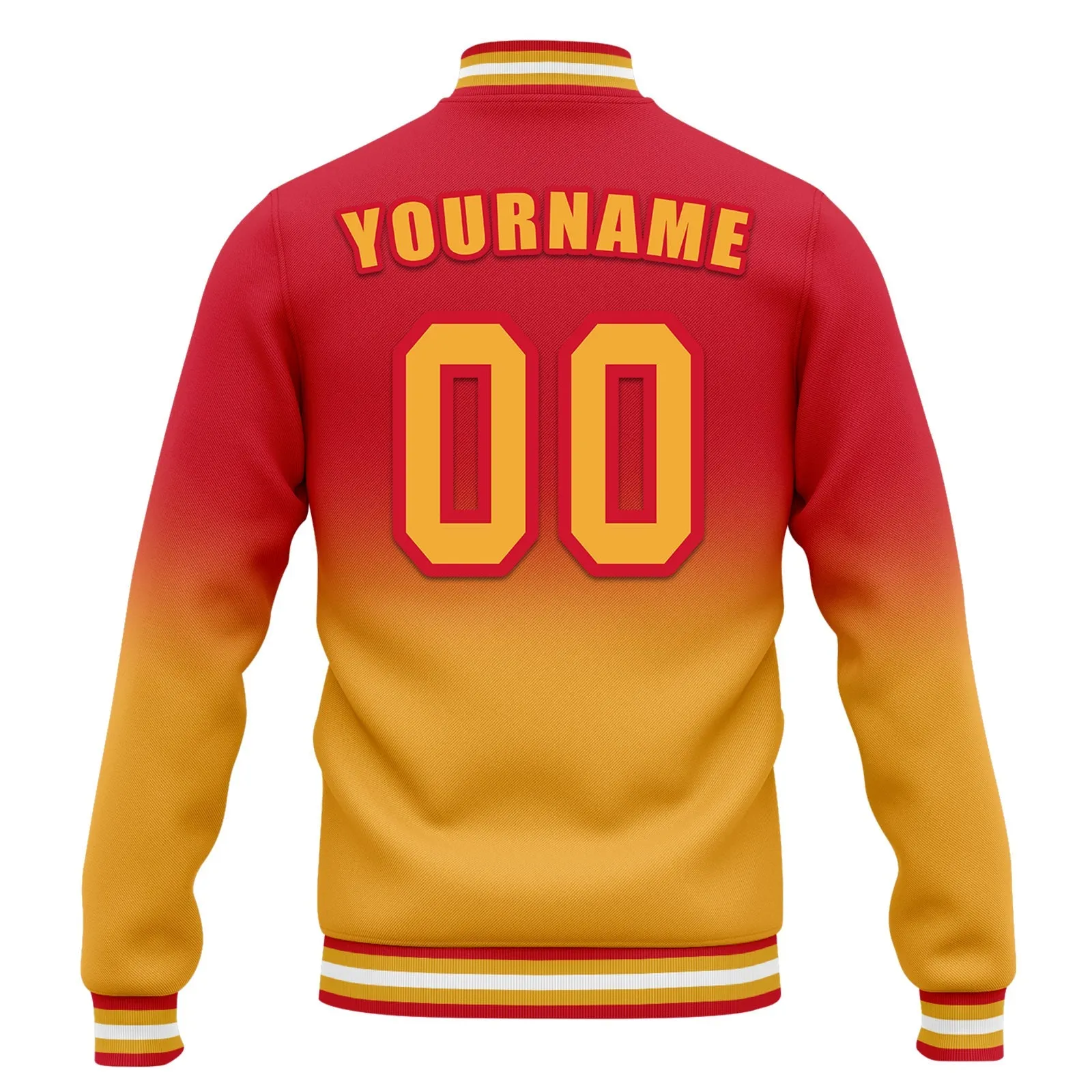 Custom Red Yellow Fade Fashion Jacket Bomber Full-Snap Varsity Letterman Personalized Jacket FZ005-D020229-14