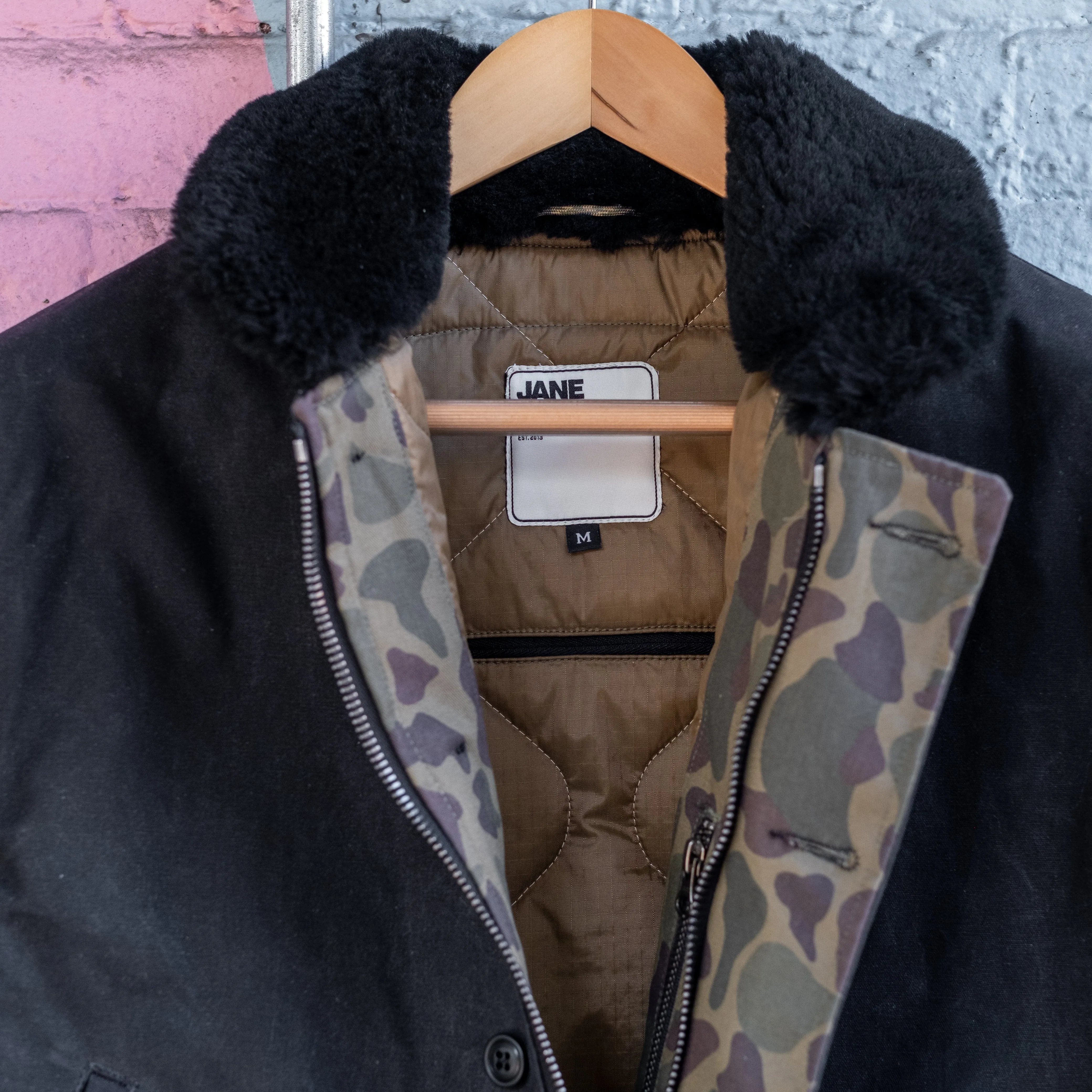 Deck Jacket - Black Shearling