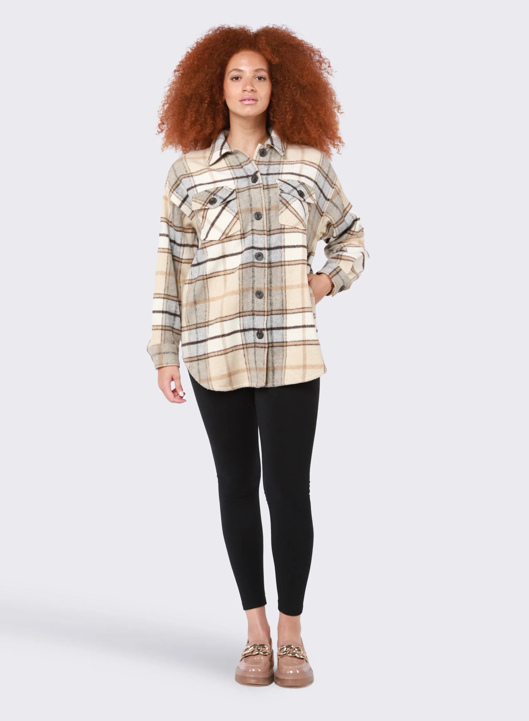 Dex Claudia Plaid Snap Front Shacket