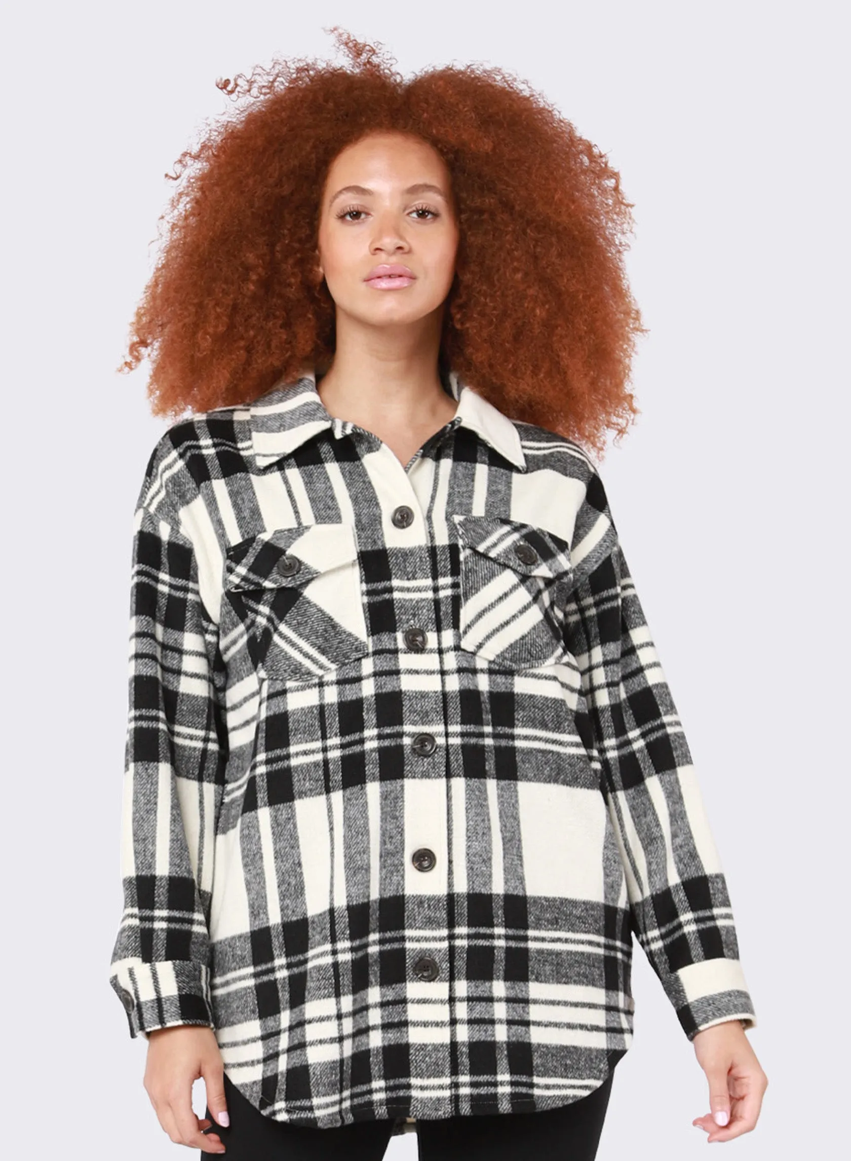 Dex Claudia Plaid Snap Front Shacket