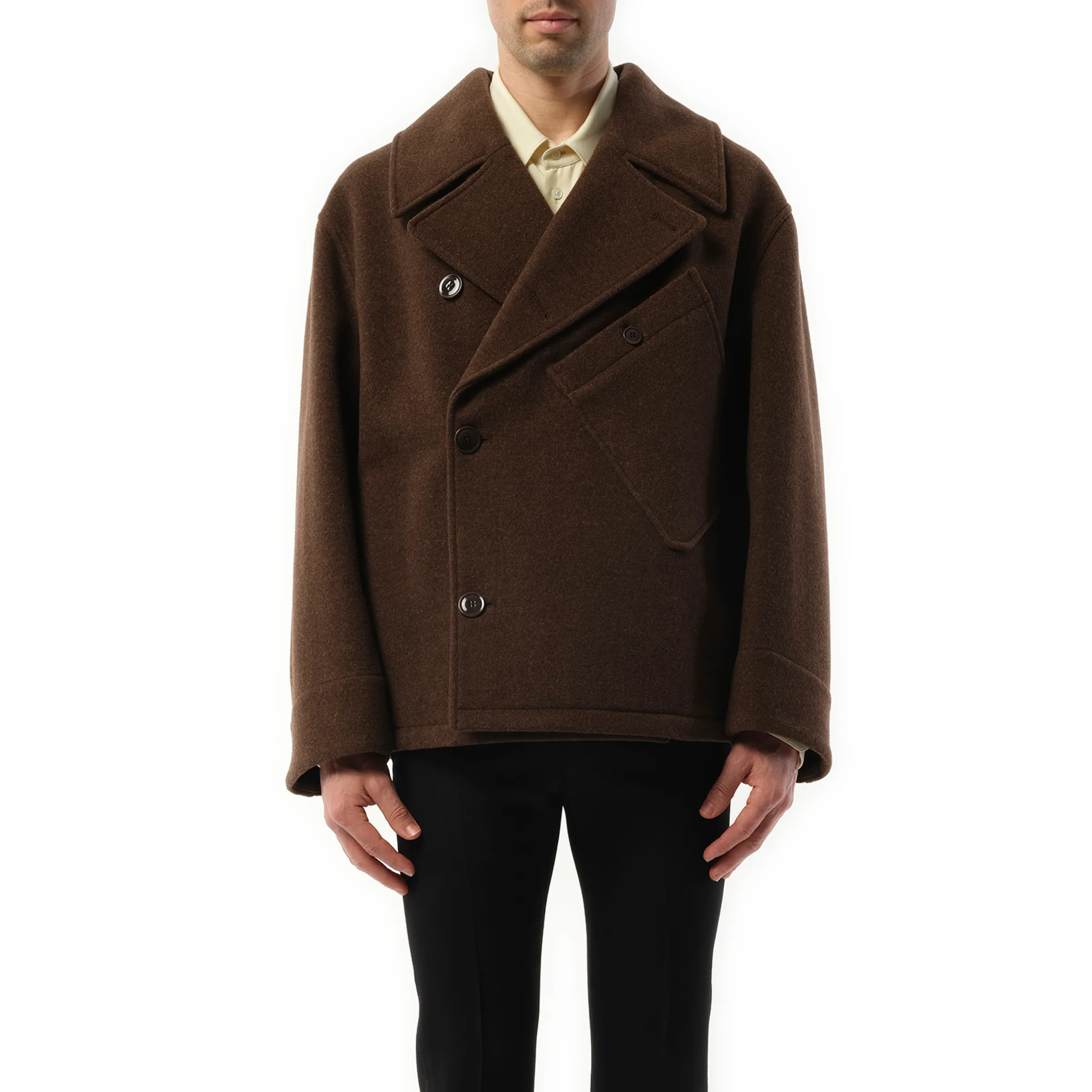 Dispatch Peacoat in Brown Chine