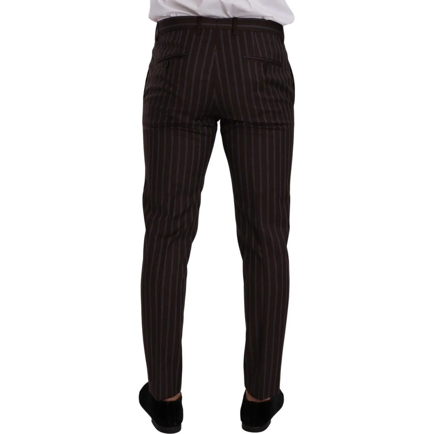 Dolce & Gabbana Elegant Maroon Striped Slim Fit Suit