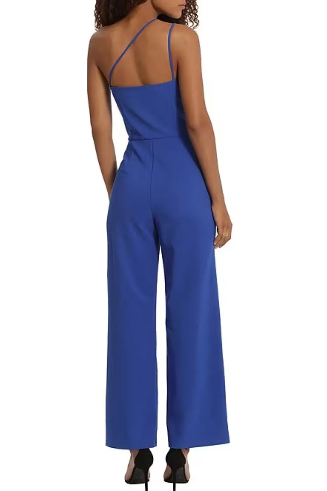 Donna Morgan Stretch One Shoulder with Keyhole Neck Jumpsuit