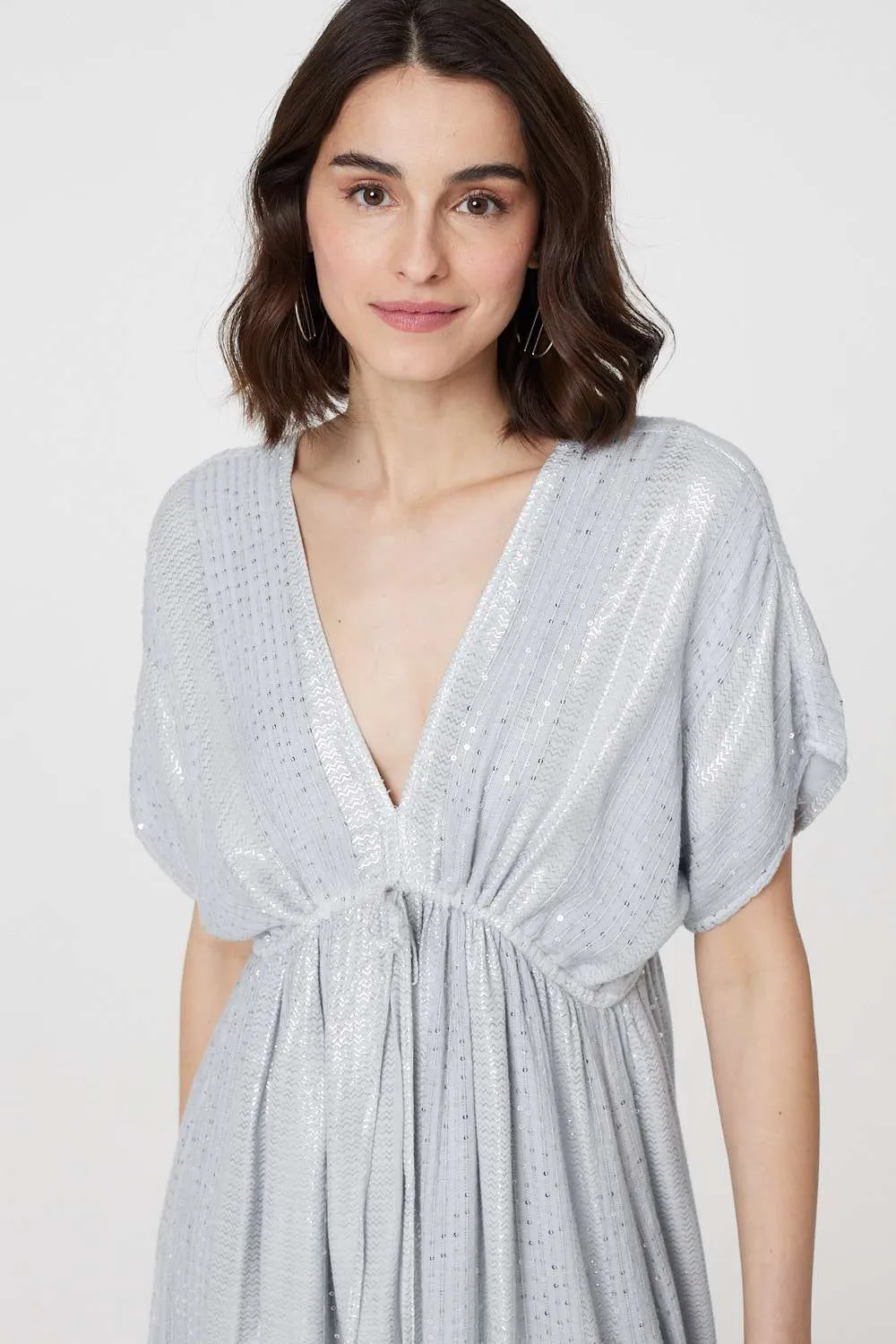 Dotty Empire Waist Kimono Maxi Dress