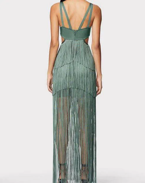 Edna Strappy Cut Out Fringed Midi Dress