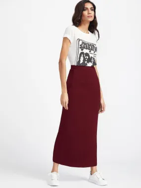 Elastic Waist Longline Jersey Skirt