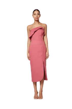 Elliatt Agatha Dress Berry Structured Bodice, Fitted Style, Skirt Slit