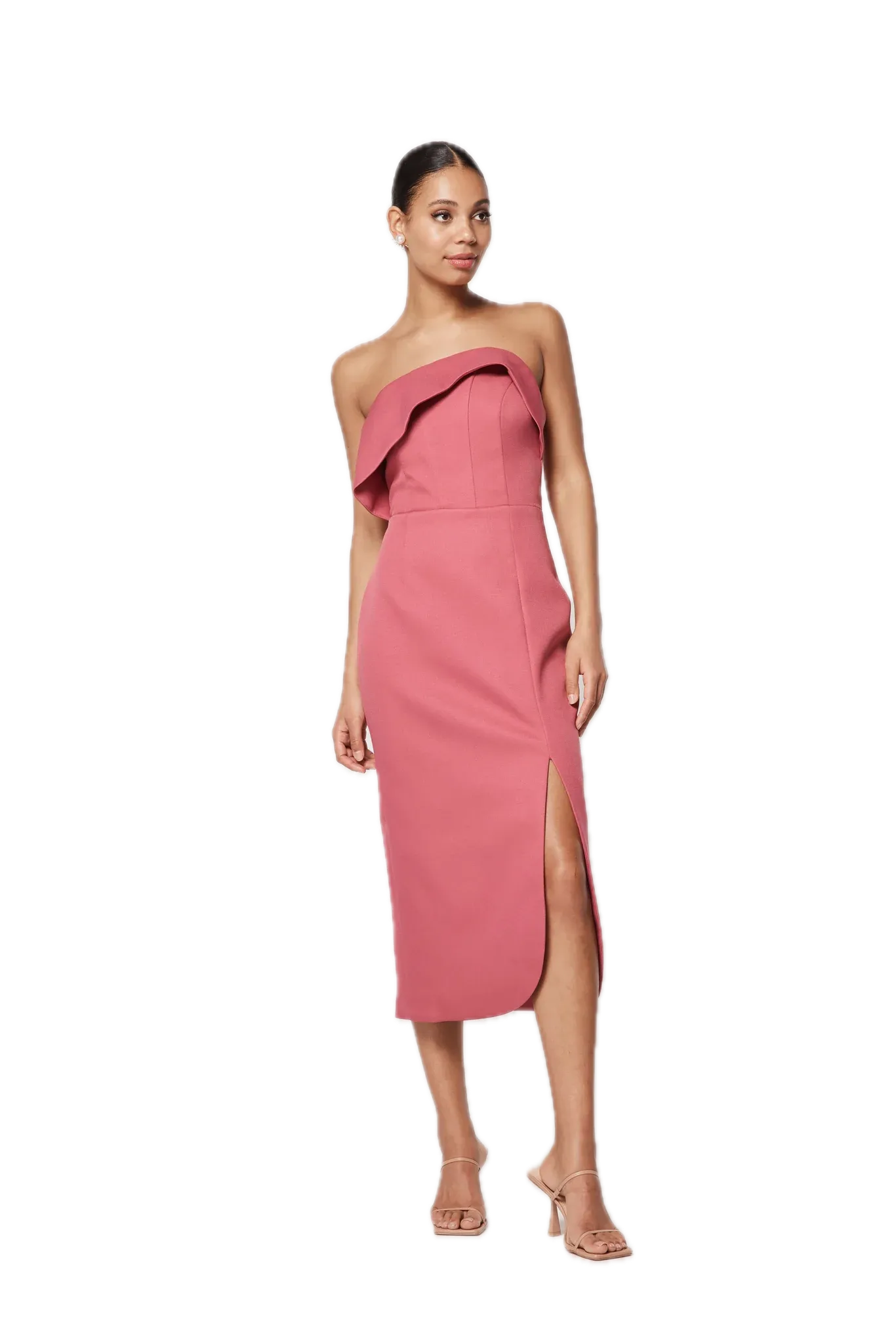 Elliatt Agatha Dress Berry Structured Bodice, Fitted Style, Skirt Slit