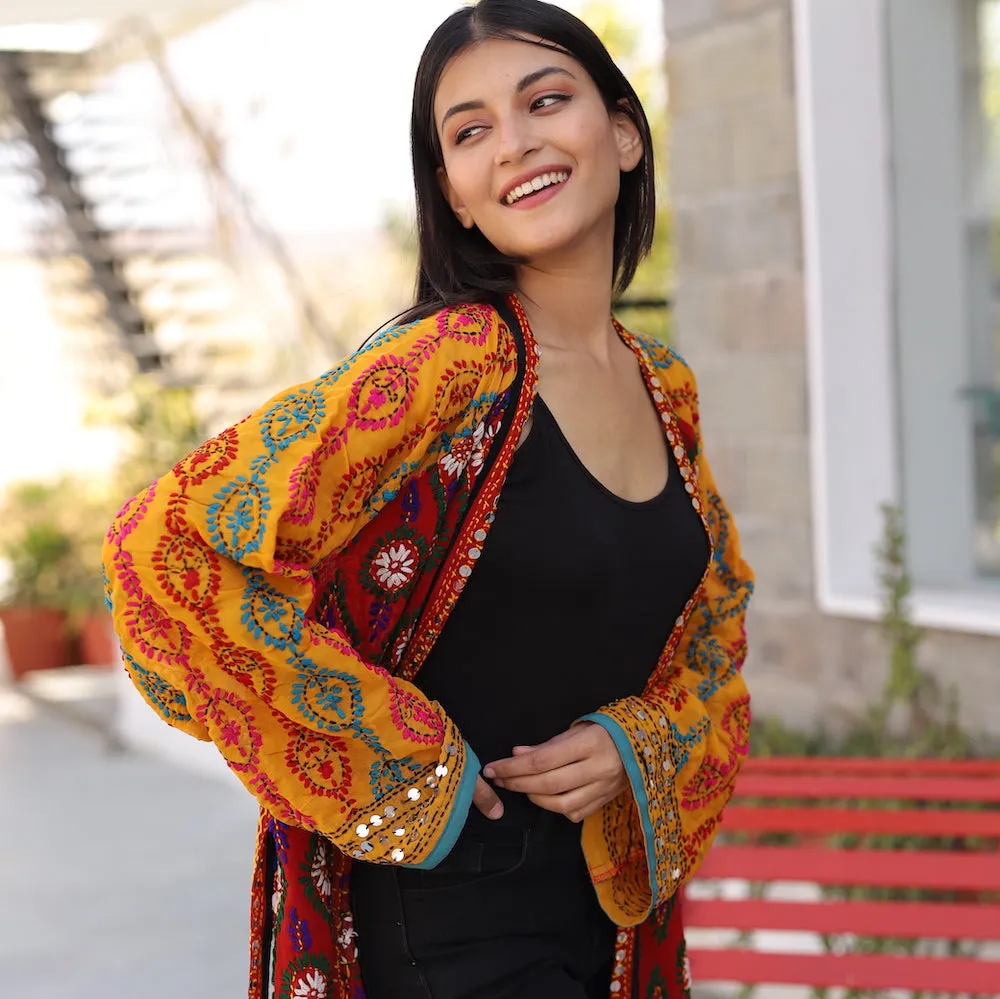 Embroidered Phulkari Kimono