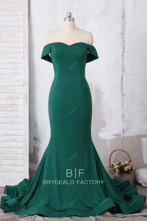 Emerald Green Spandex Off-the-shoulder Mermaid Prom Dress