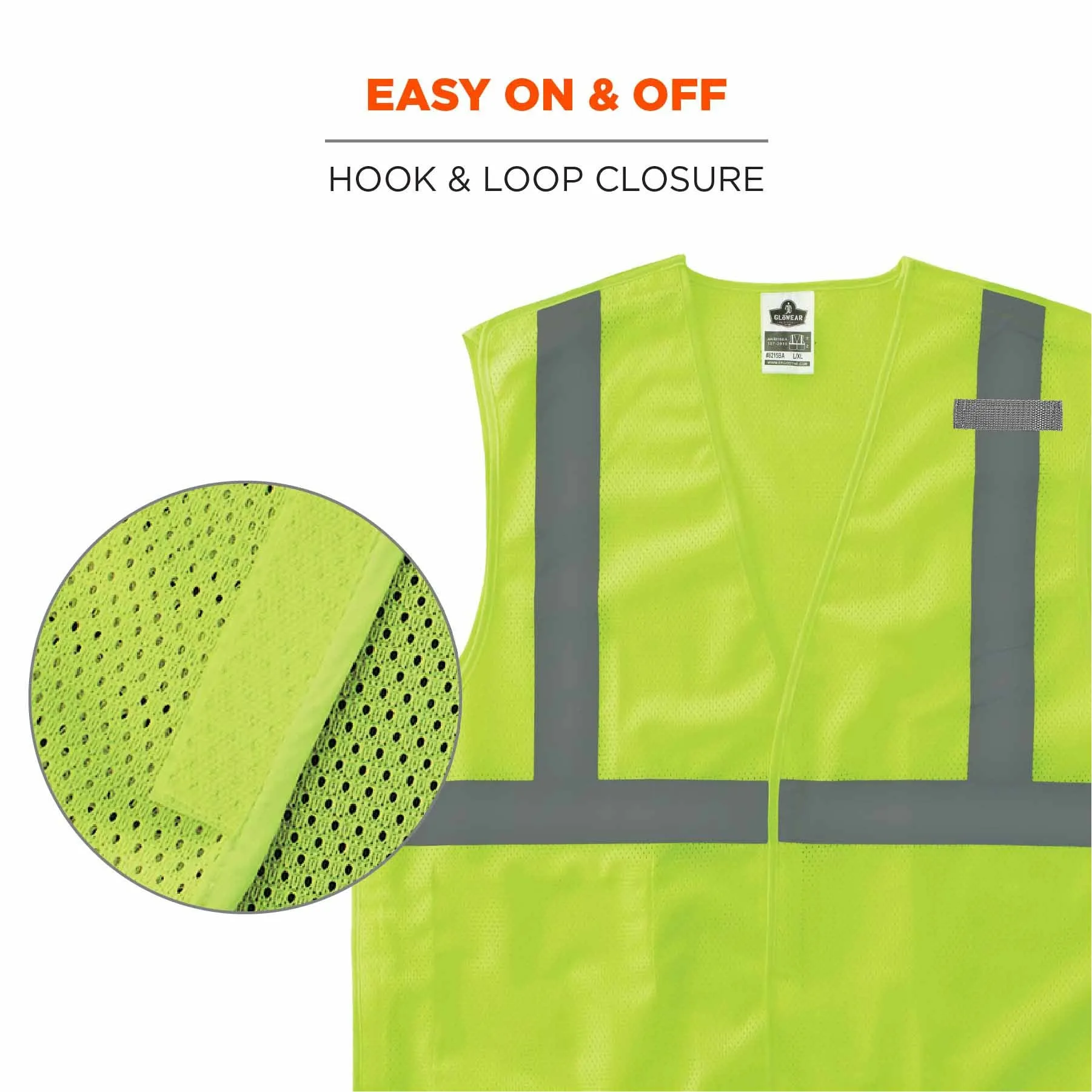 Ergodyne 24549 8215BA-S 5XL Lime Class 2 Economy Breakaway Mesh Vest - Single Size