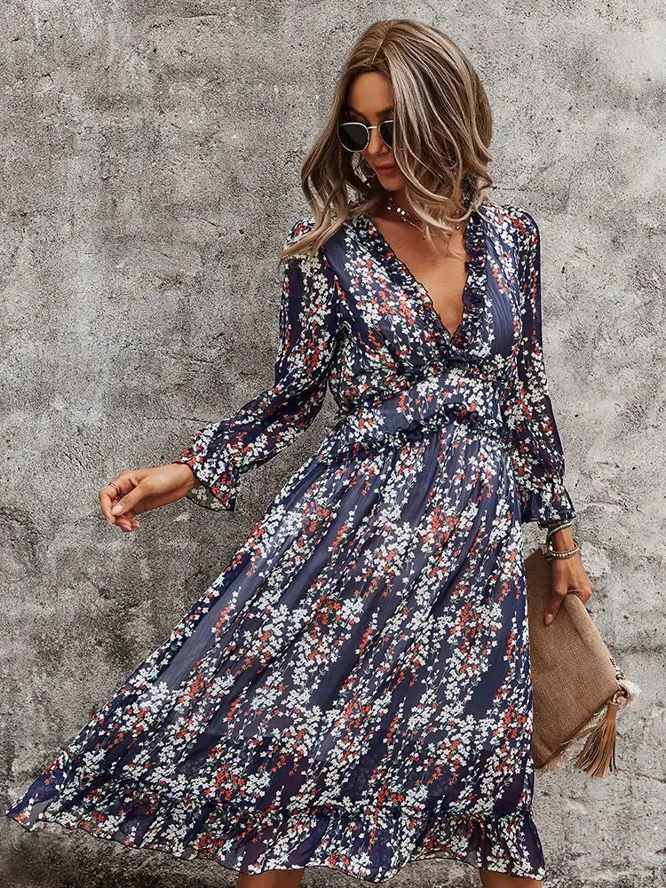 Fashion Long Sleeve Midi Dress