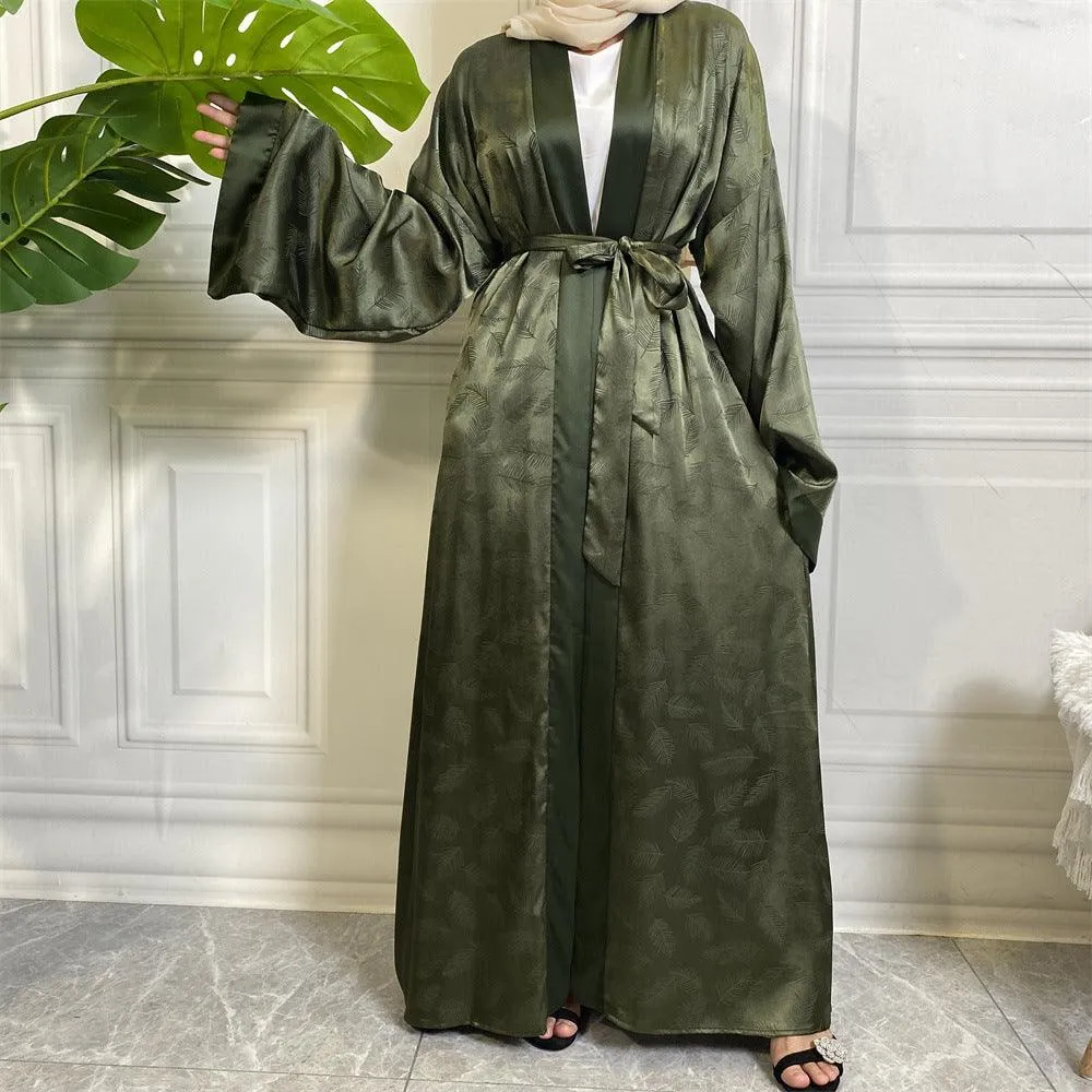 Fashion Printed Satin Cardigan Robe