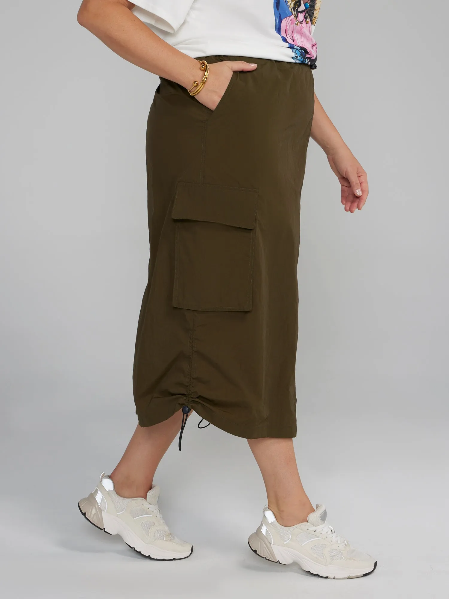 Fashion To Figure - Cargo Drawstring Midi Skirt