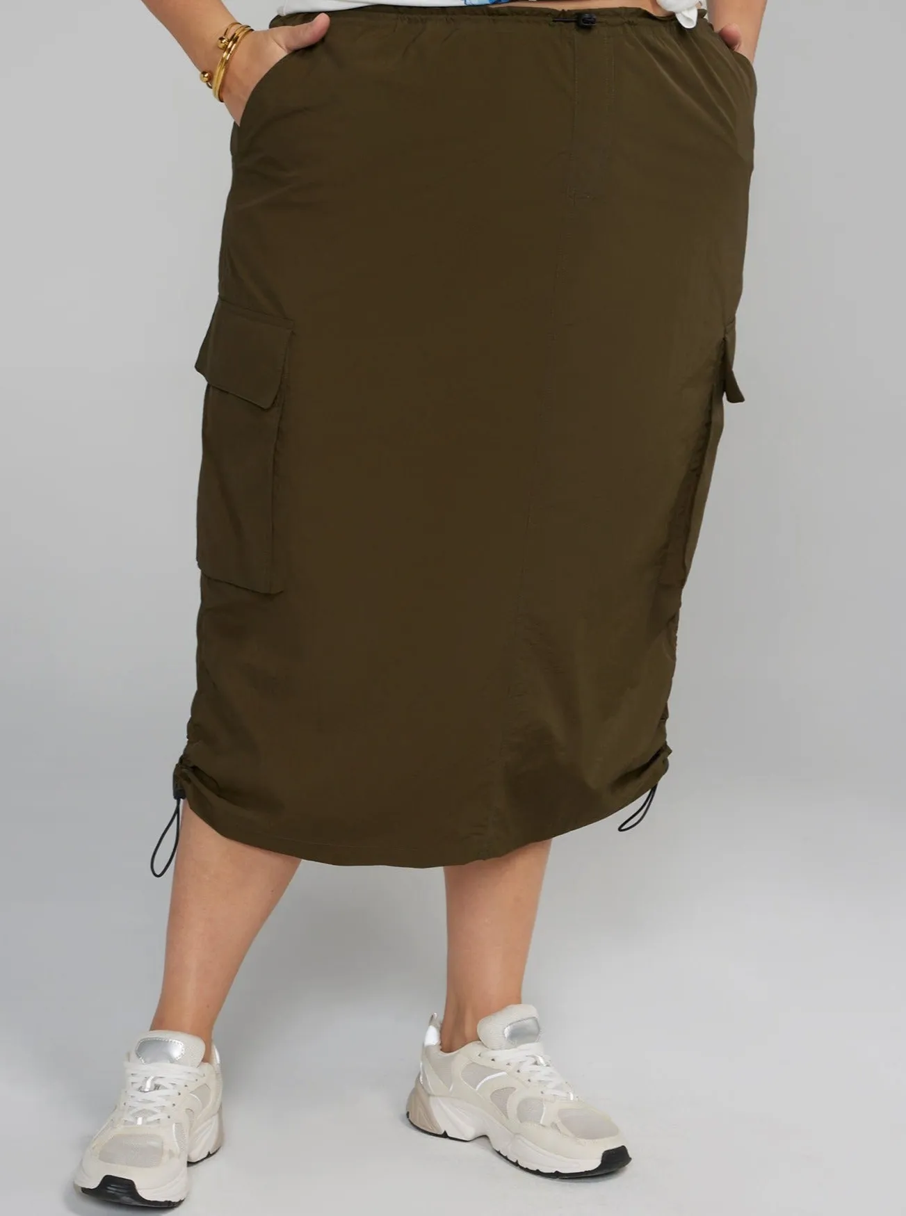 Fashion To Figure - Cargo Drawstring Midi Skirt