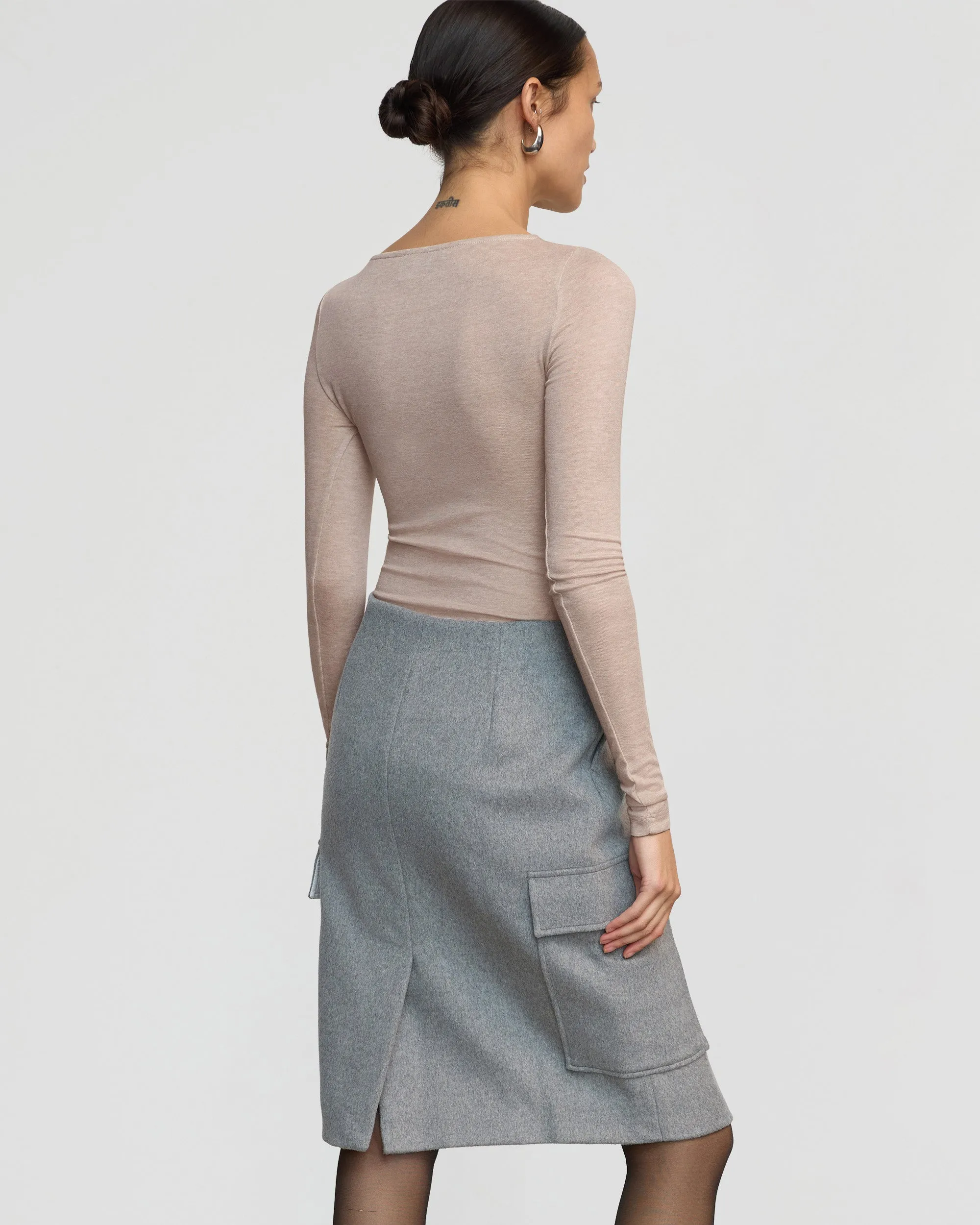 Felicia Wool Utility Midi Skirt