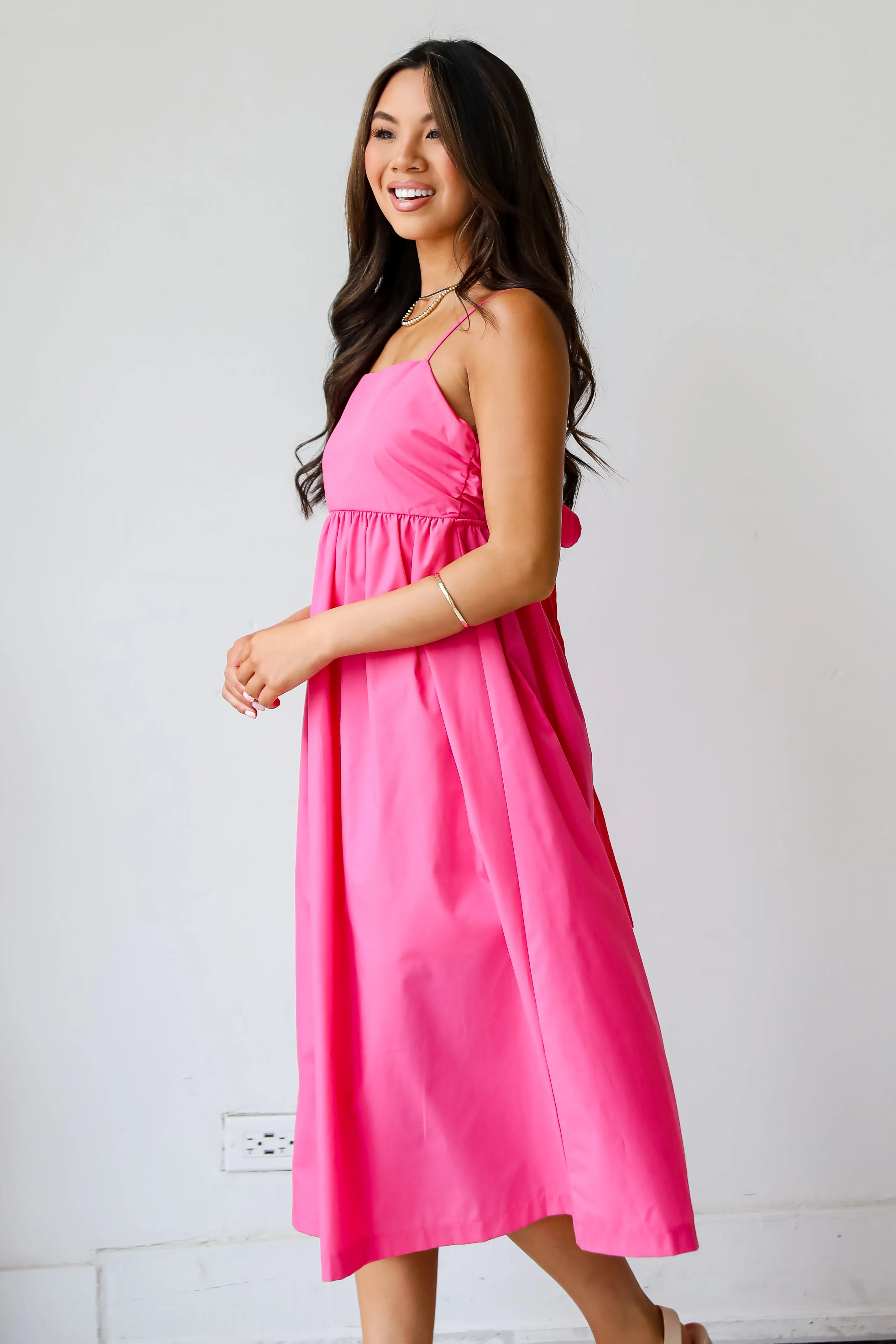 FINAL SALE - Sent To Charm Fuchsia Midi Dress