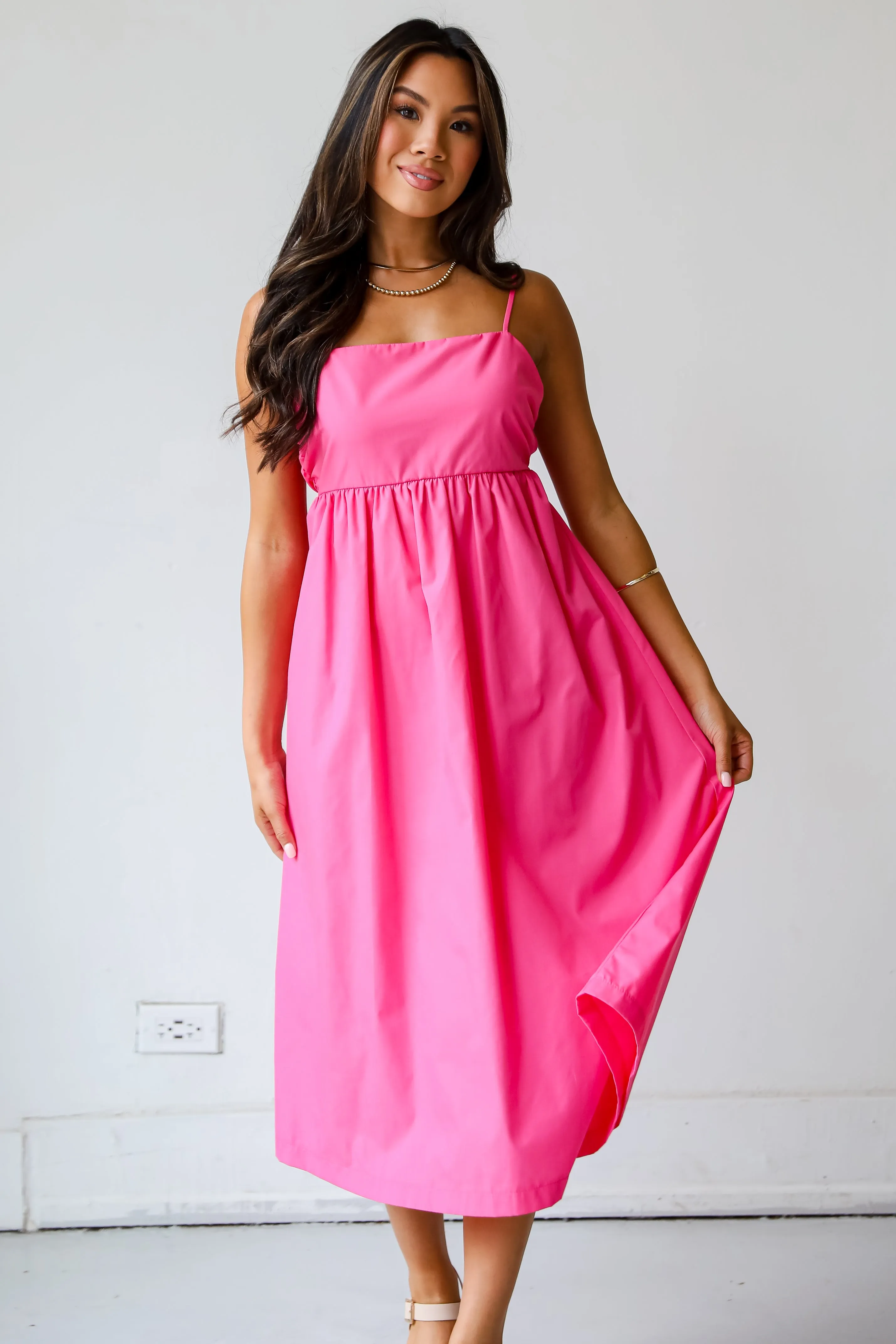 FINAL SALE - Sent To Charm Fuchsia Midi Dress