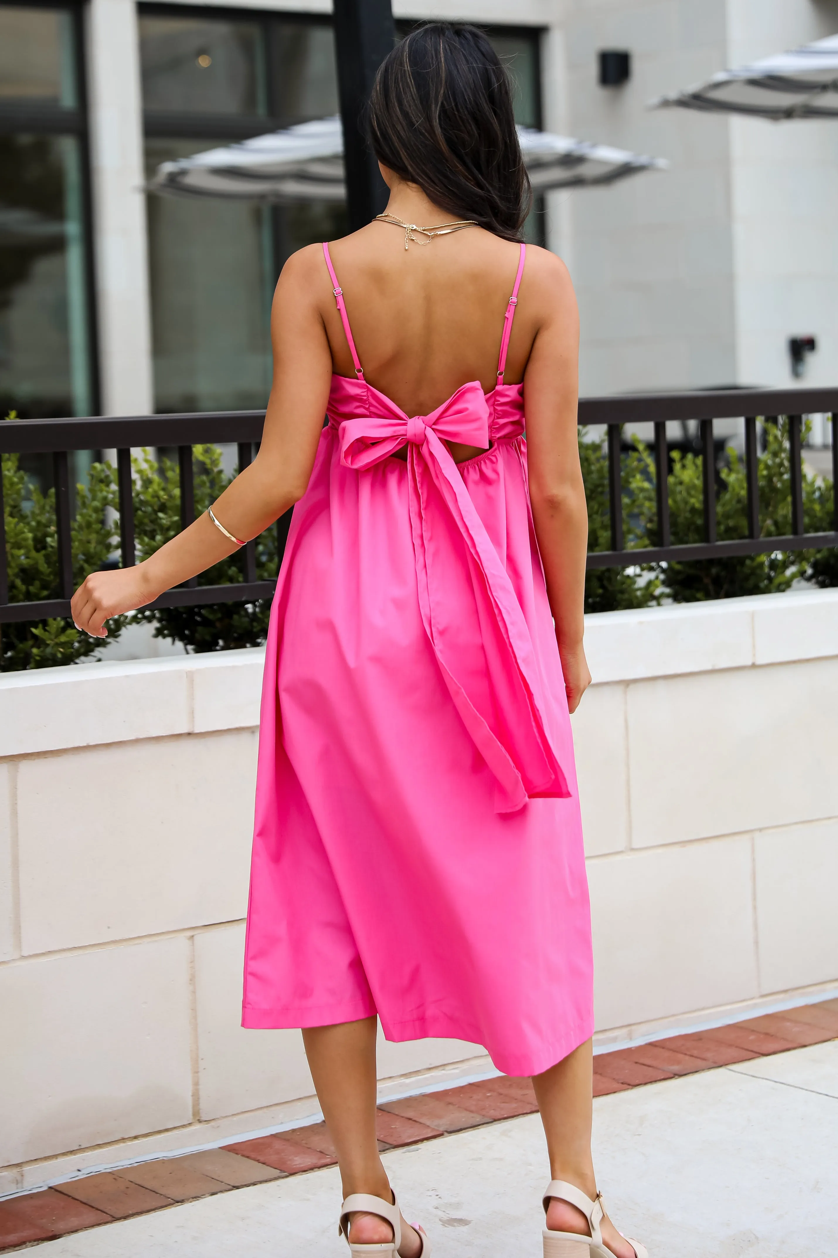 FINAL SALE - Sent To Charm Fuchsia Midi Dress