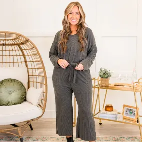 Firepits and Cozy Knits Jumpsuit, Charcoal