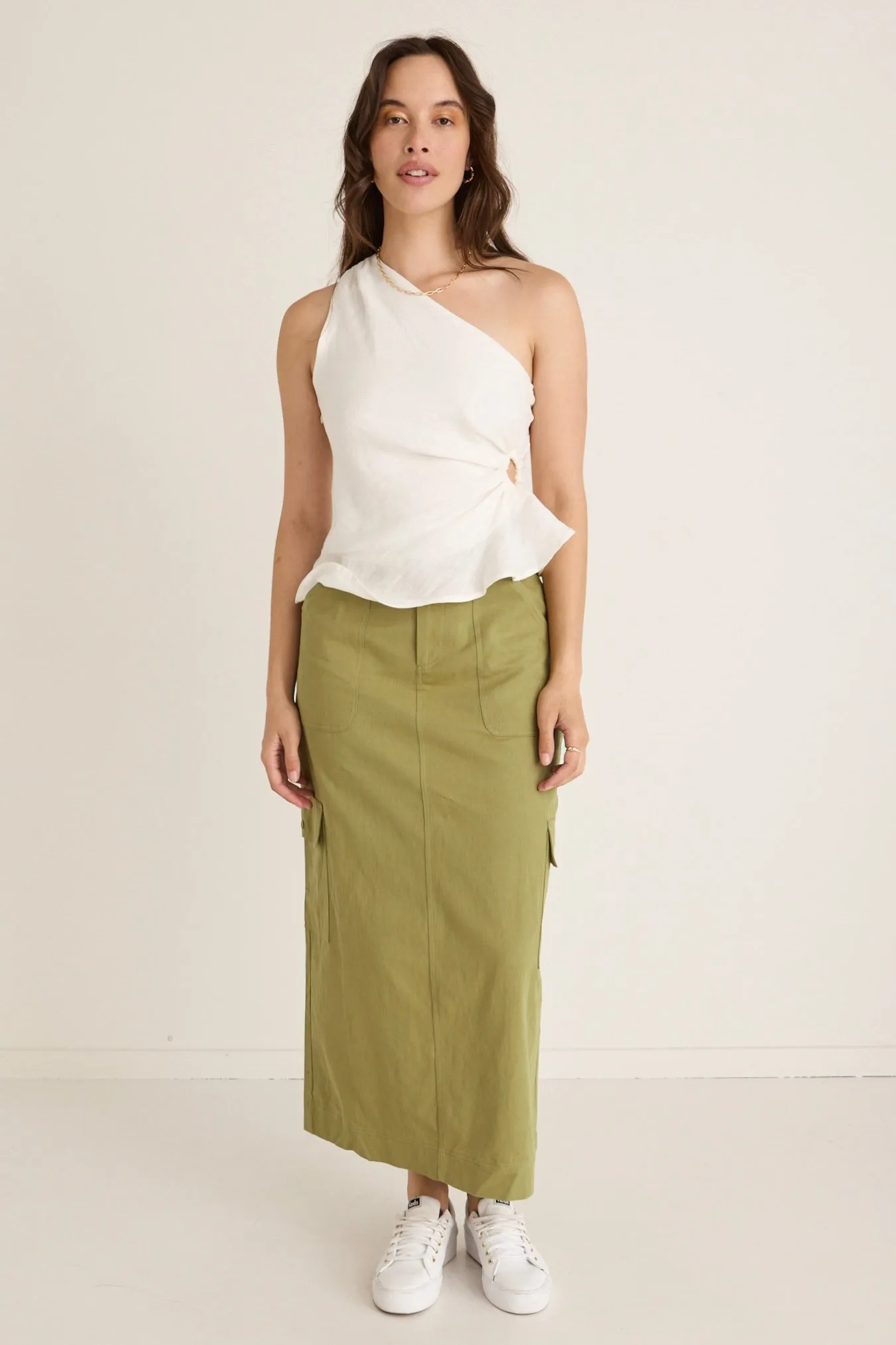 Frank Moss Cotton Utility Midi Skirt