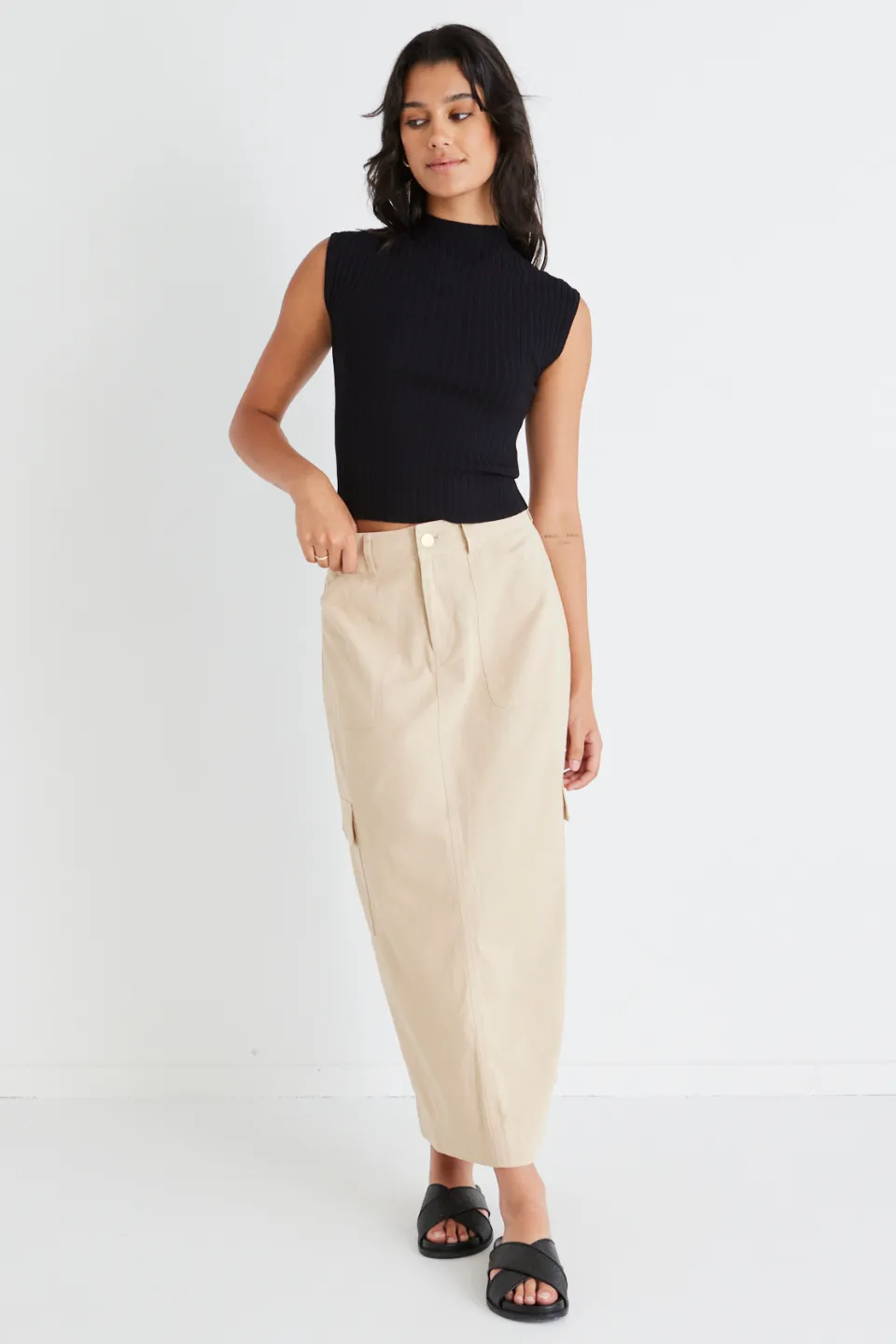 Frank Stone Cotton Utility Midi Skirt