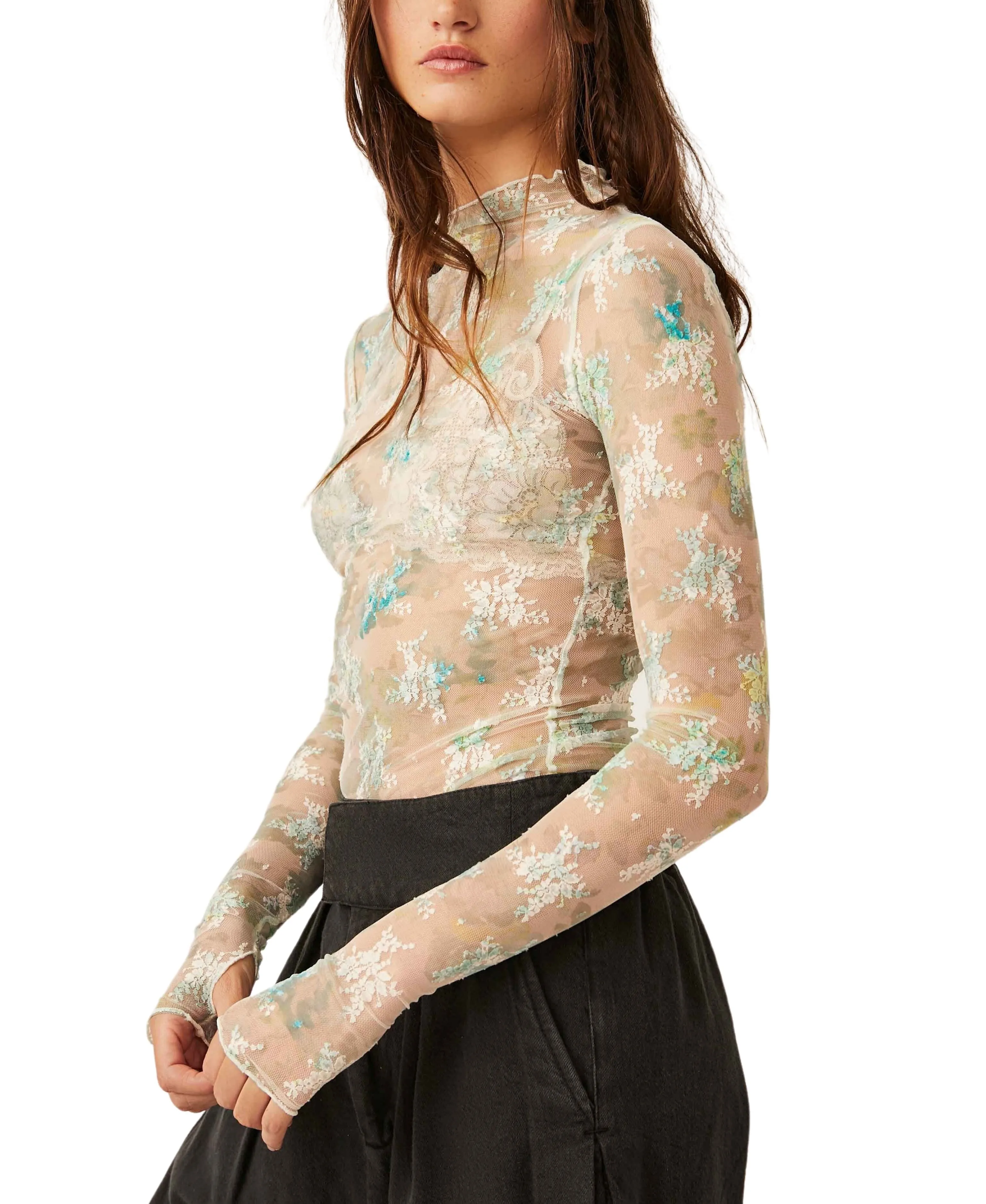 Free People Printed Lady Lux Layering Top