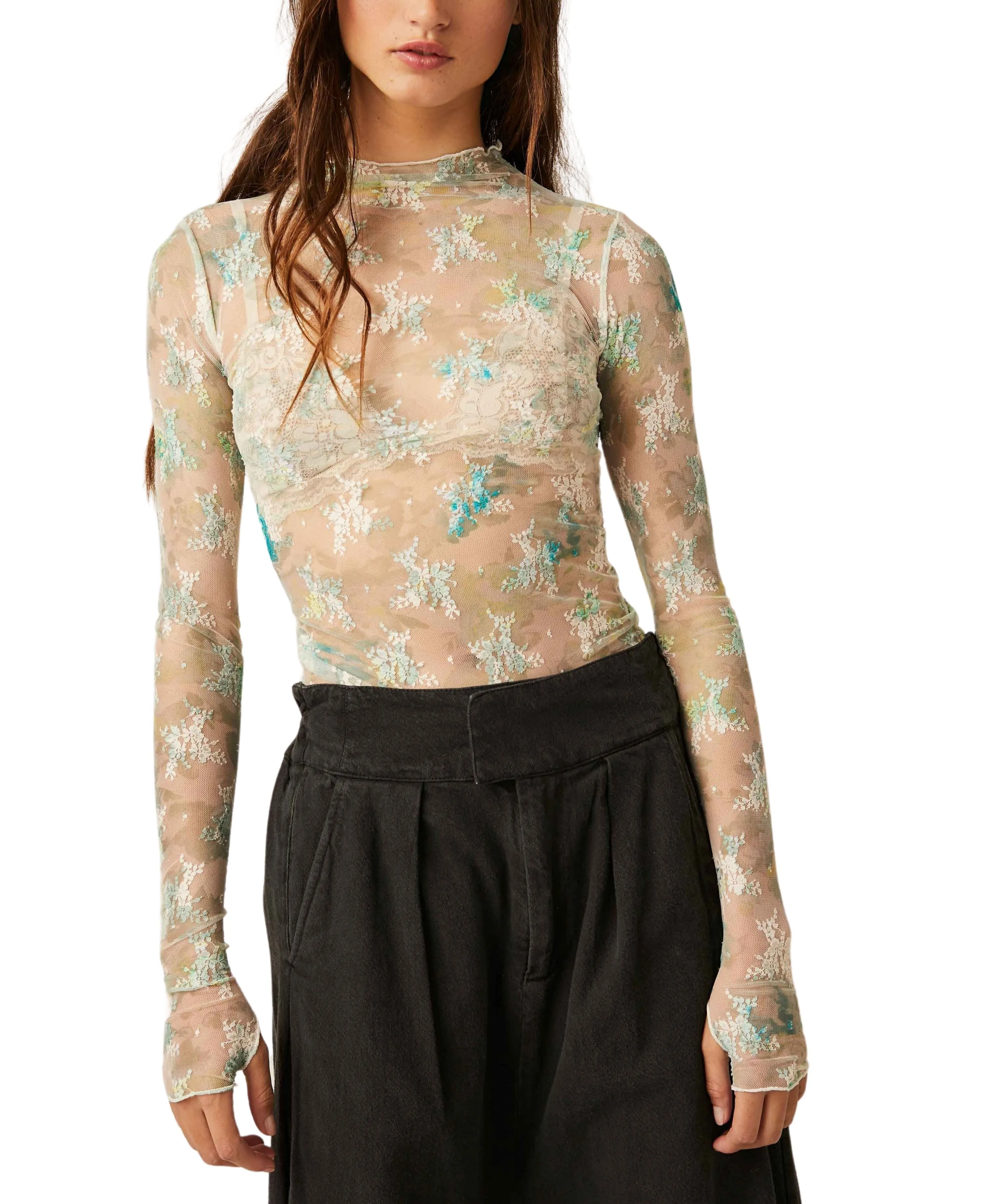 Free People Printed Lady Lux Layering Top