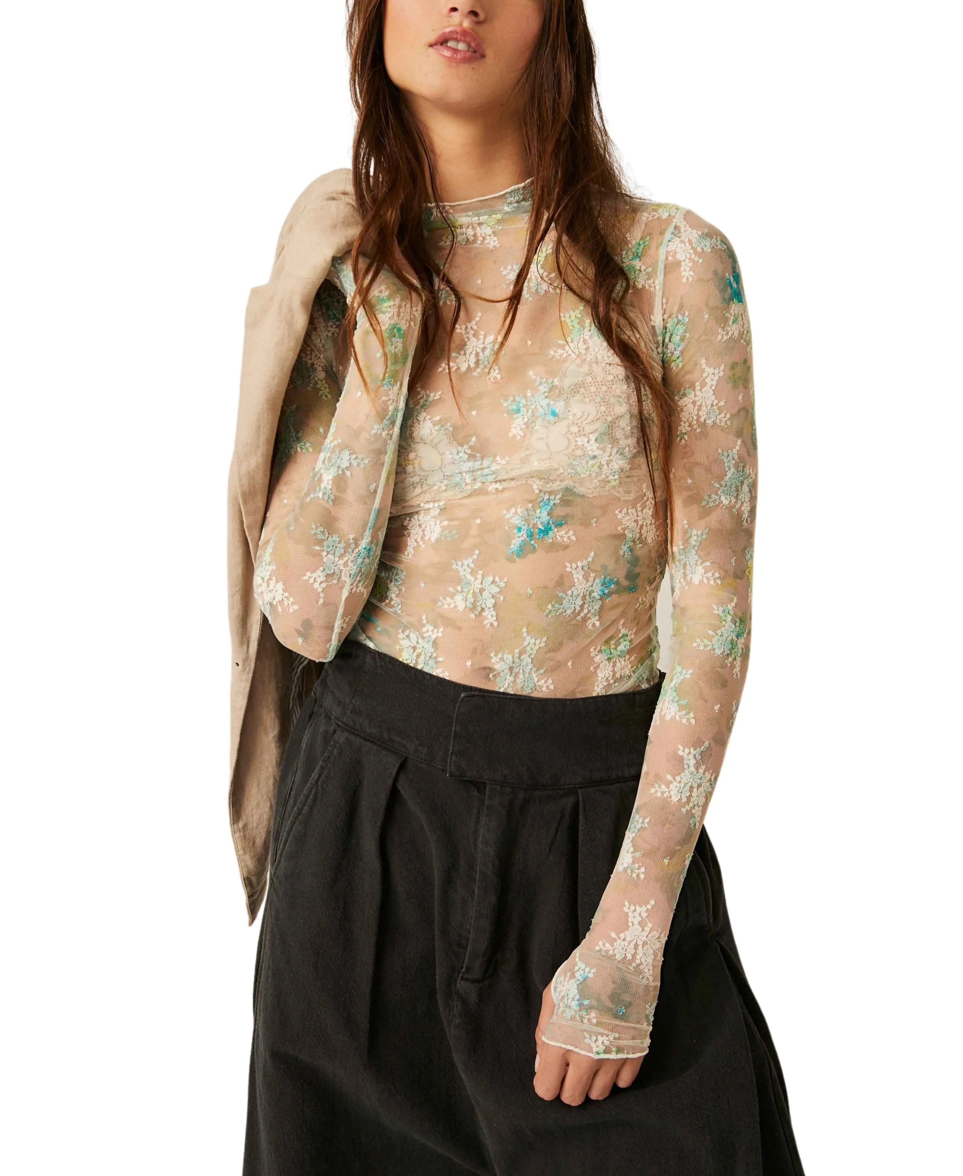 Free People Printed Lady Lux Layering Top