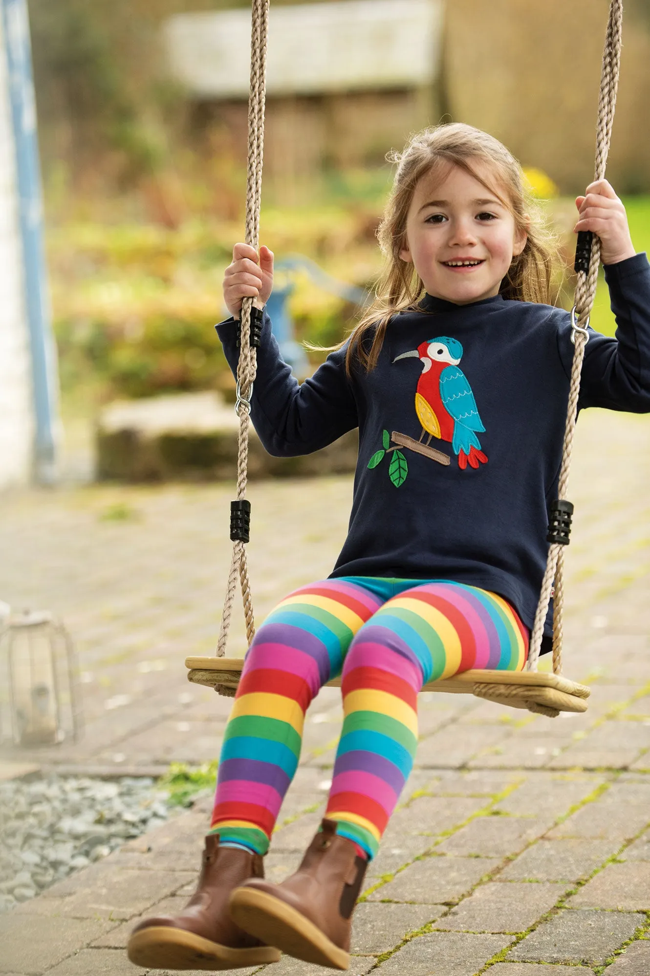 Frugi Baby Girls Libby Striped Leggings