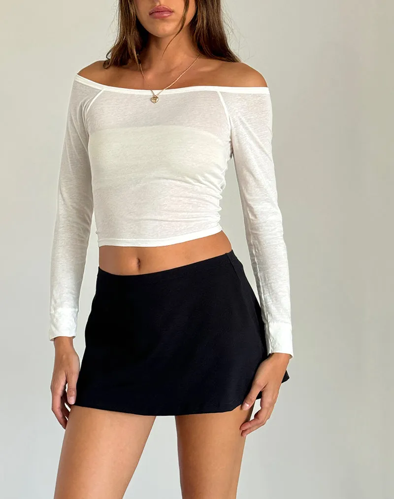 Gavya Long Sleeve Bardot Top in Off White