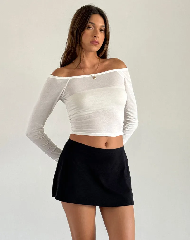 Gavya Long Sleeve Bardot Top in Off White