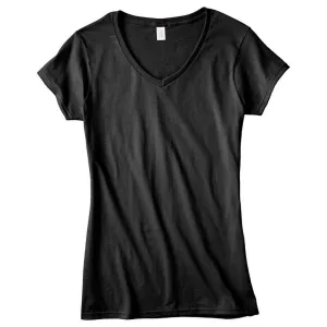 Gildan Ladies V Neck T-Shirt Medium Black