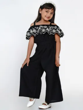 Girls Black & White Basic Jumpsuit