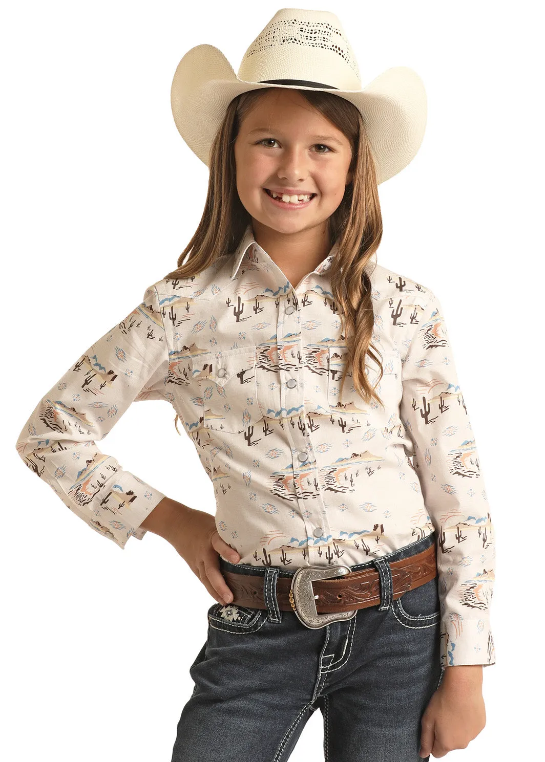 Girl's Rough Stock Snap Front Shirt #RSGSOSRZDE