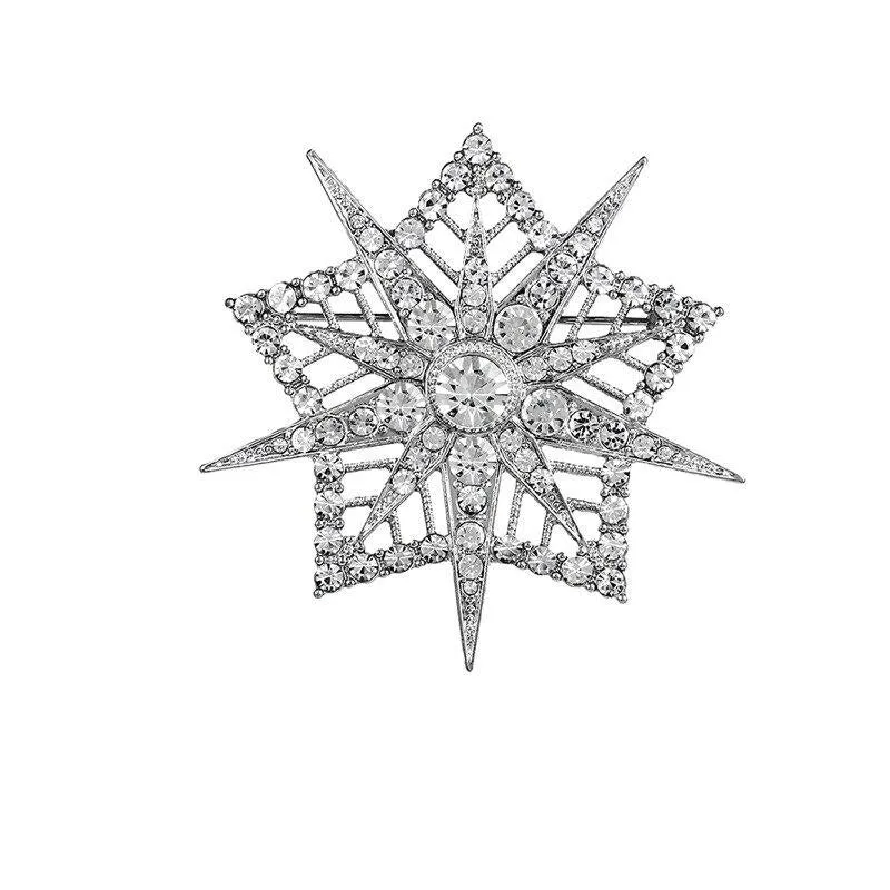 Gleaming Rhinestones Starburst Jewelry Brooch Pins