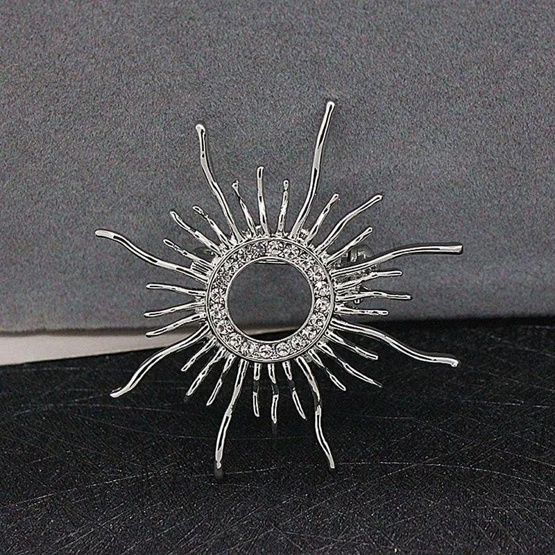 Gleaming Rhinestones Starburst Jewelry Brooch Pins