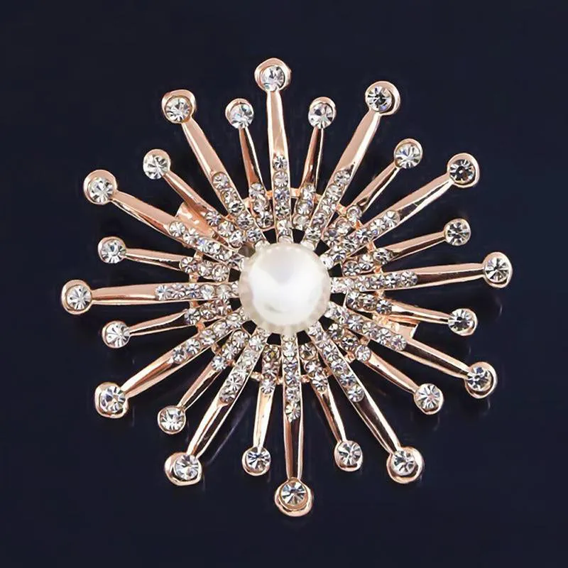 Gleaming Rhinestones Starburst Jewelry Brooch Pins