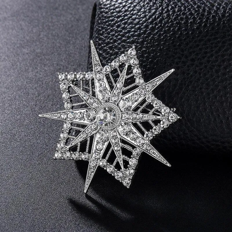 Gleaming Rhinestones Starburst Jewelry Brooch Pins