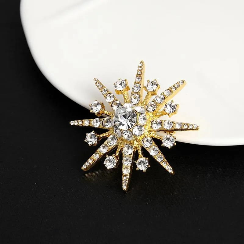 Gleaming Rhinestones Starburst Jewelry Brooch Pins