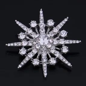 Gleaming Rhinestones Starburst Jewelry Brooch Pins