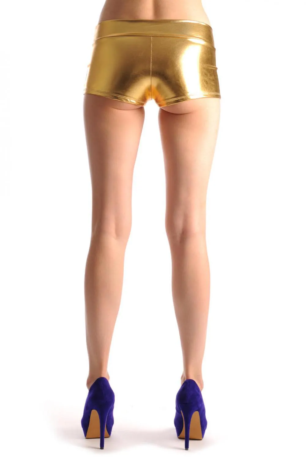 Gold Faux Leather Shorts