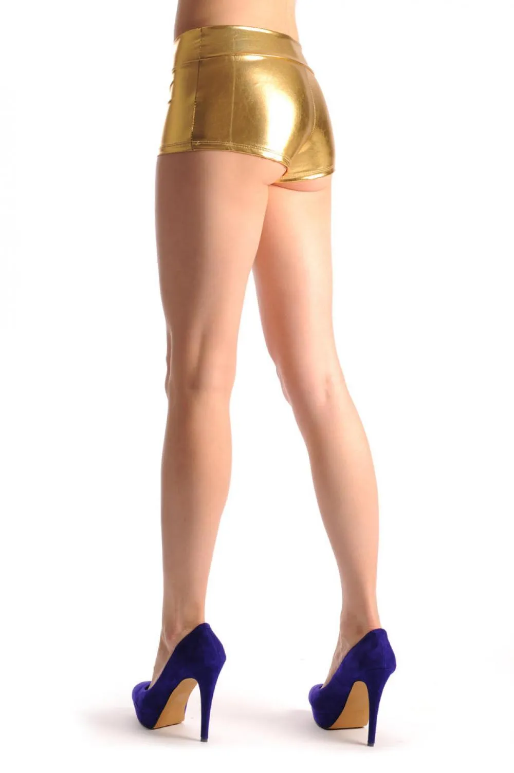 Gold Faux Leather Shorts