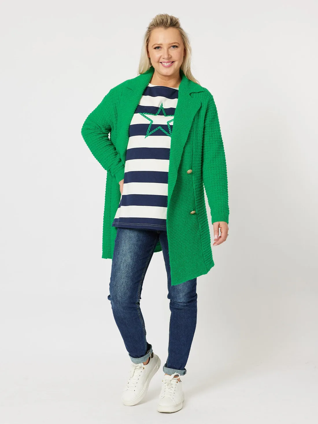 GORDON SMITH Violet Knit Cardigan Emerald Green