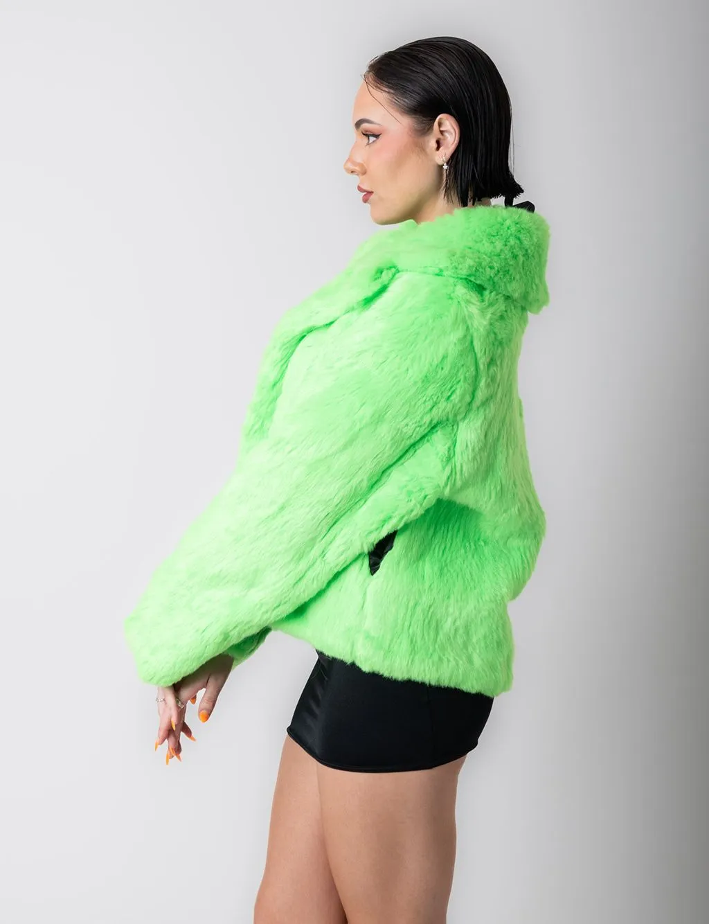 GREEN MACHINE FAUX FUR JACKET - CROP LENGTH ✰ MADE 4 U ✰