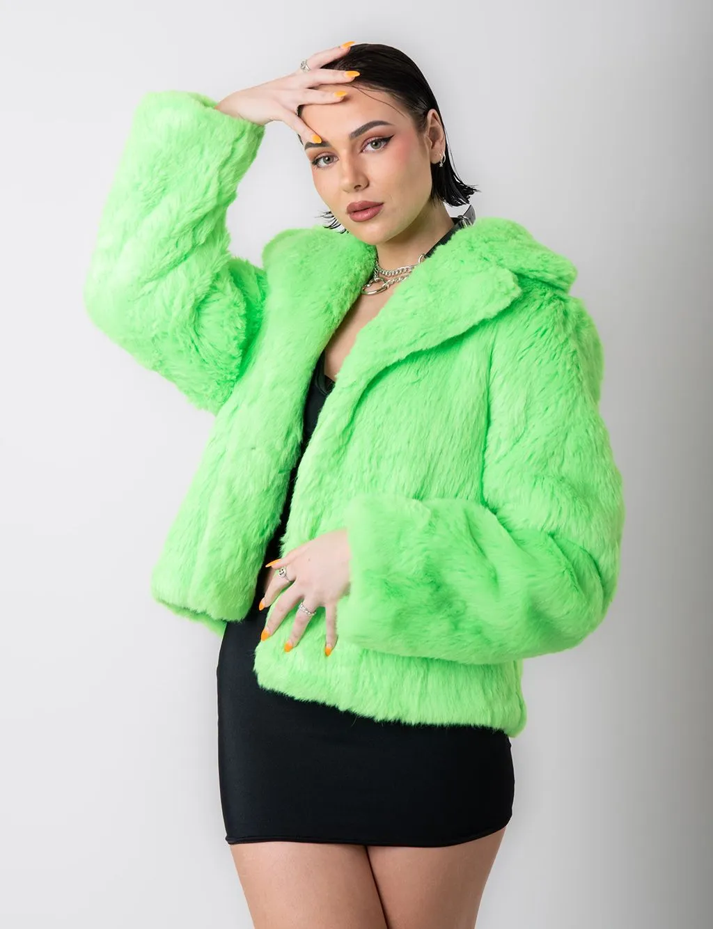 GREEN MACHINE FAUX FUR JACKET - CROP LENGTH ✰ MADE 4 U ✰